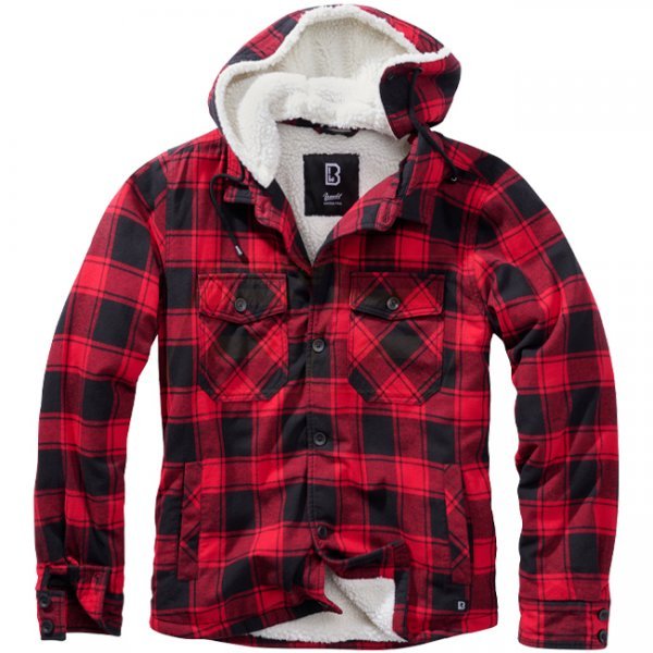 Brandit Lumberjacket Hooded - Red / Black - 7XL