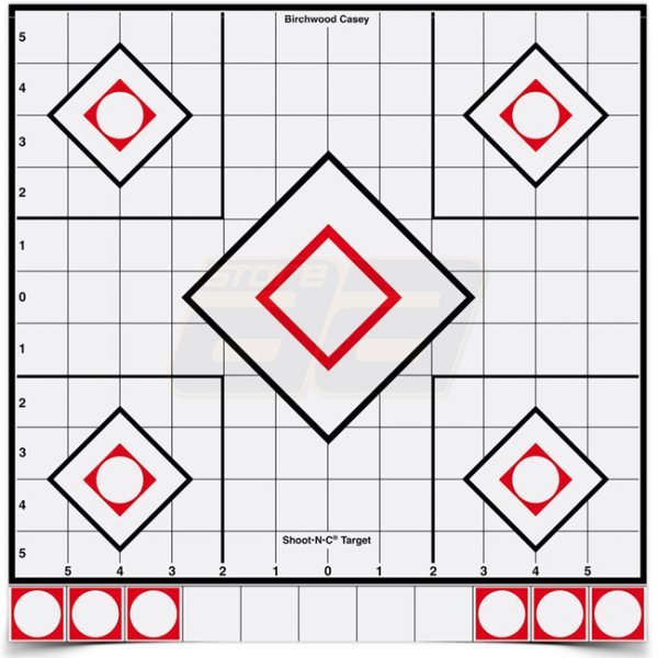 Birchwood Casey Shoot-N-C 12 Inch White / Black Sight-In 5 Targets 55 Pasters