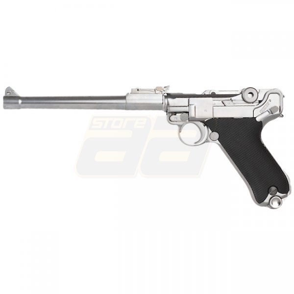 WE P08 8 Inch Gas Blow Back Pistol - Silver