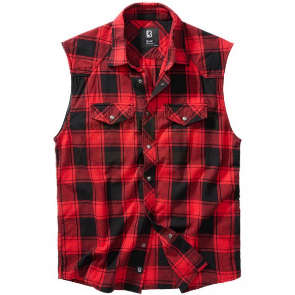 Brandit Checkshirt Sleeveless - Red / Black - 2XL