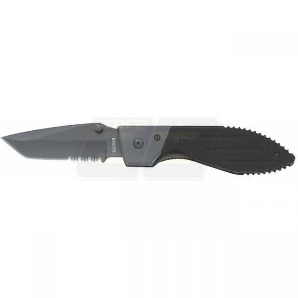 Ka-Bar Warthog Serrated Tanto Blade Folder Knife - Black