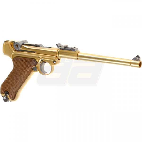 WE P08 8 Inch Gas Blow Back Pistol - Gold