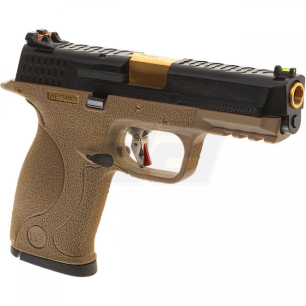 WE WET-05 BK Gold Barrel Gas Blow Back Pistol - Dark Earth