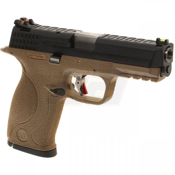 WE WET-05 BK Silver Barrel Gas Blow Back Pistol - Dark Earth