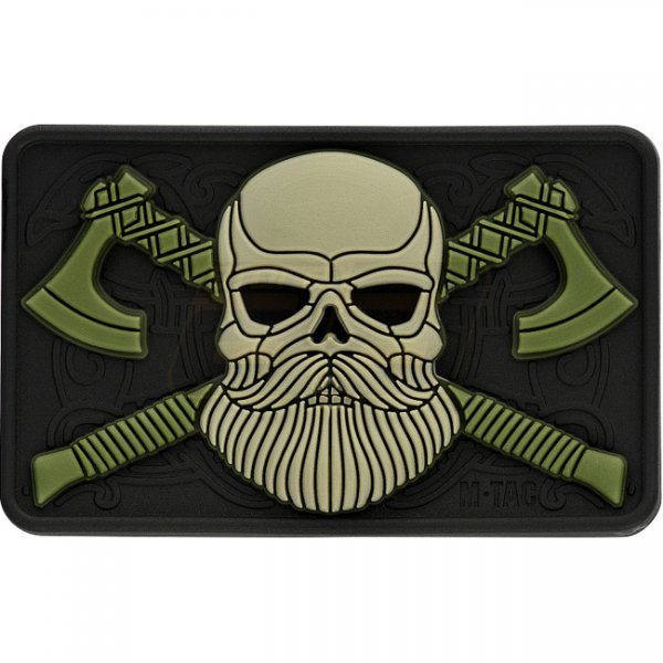 M-Tac Bearded Skull 3D Rubber Patch - Olive