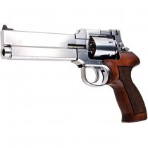 Marushin Mateba Gas Revolver 6 Inch Heavyweight Wood Grip Version - Silver