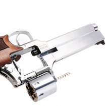 Marushin Mateba Gas Revolver 6 Inch Heavyweight Wood Grip Version - Silver