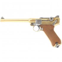 WE P08 6 Inch Gas Blow Back Pistol - Gold