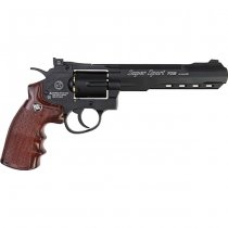 WinGun Revolver Co2 702 6 Inch Brown Grip 6mm Version - Black