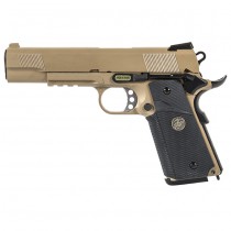 WE M1911 MEU Railed Gas Blow Back Pistol - Tan