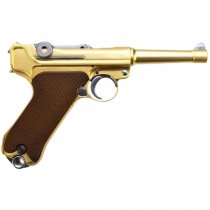 WE P08 4 Inch Gas Blow Back Pistol - Gold