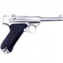 WE P08 4 Inch Gas Blow Back Pistol - Silver