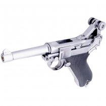 WE P08 4 Inch Gas Blow Back Pistol - Silver