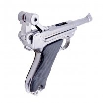 WE P08 4 Inch Gas Blow Back Pistol - Silver