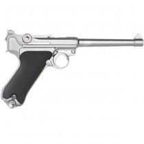 WE P08 6 Inch Gas Blow Back Pistol - Silver