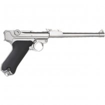 WE P08 8 Inch Gas Blow Back Pistol - Silver