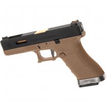 WE G-Force 17 BK Gold Barrel Gas Blow Back Pistol - Desert