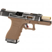 WE G-Force 17 SV Gold Barrel Gas Blow Back Pistol - Desert