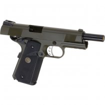 WE M1911 MEU Tactical Gas Blow Back Pistol - Olive