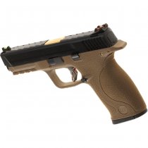 WE WET-05 BK Gold Barrel Gas Blow Back Pistol - Dark Earth