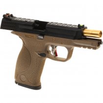 WE WET-05 BK Gold Barrel Gas Blow Back Pistol - Dark Earth