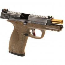 WE WET-05 SV Gold Barrel Gas Blow Back Pistol - Dark Earth